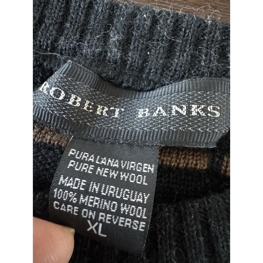 Wool Sweater Men’s XL Gray Crew Neck Retro Academia Robert Banks - Picture 3 of 8